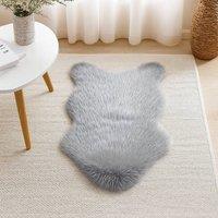 Voltico Faux Fur Sheep Rug - Soft Grey & Silver, 91 58 cm in Silver | Size: 100 cm diameter