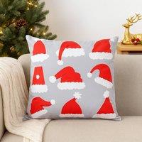 Voltico Festive Christmas Cushion - Snowflake & Santa Hat Design, 36 36 cm | Size: 35 cm x 35 cm