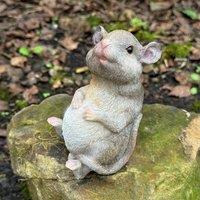 Animal Crackers Happy Mouse Fairy Garden Ornament, Rat Or Mouse Lover Collectable in Grey