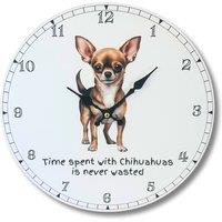 Animal Crackers Dog Breeds Wall Clock 'Time Spent With Chihuahuas Is Never Wasted'