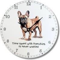 Animal Crackers Dog Breeds Wall Clock 'Time Spent With Frenchies Is Never Wasted'
