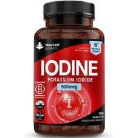 New leaf health Iodine Tablets 500mcg Supplement Vegan Thyroid Support 180 Capsules in Red