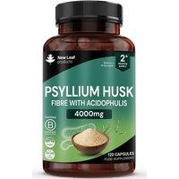 New leaf health Fibre Supplement 4000mg Psyllium Husk with Acidophilus - 120 High Strength Capsules in Green