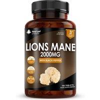 New leaf health Lions Mane Mushroom 2000mg - 180 High Strength Tablets with Black Pepper - Lion's Mane Mushrooms Extract (Not Powder or Capsules)
