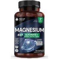New leaf health Magnesium Complex 4 in 1, 1836mg Magnesium Capsules Citrate, Bisglycinate, Malate & Oxide in Mid Grey