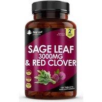New leaf health Sage Leaf & Red Clover Tablets For Menopause - 120 Potent 3000mg Vegan Tablets in Dusty Pink