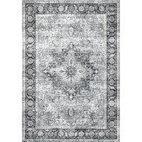 THE RUGS Azar Washable Persian Classic Rug - Ultra Soft Polyester Design in Grey | Size: 60 cm x 180 cm