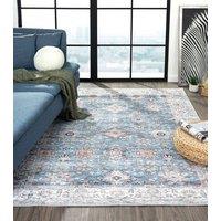 THE RUGS Samira Washable Persian Classic Rug - Durable Soft Polyester Pile in Light Blue | Size: 60 cm x 180 cm