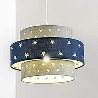 CGC Lighting 'Starlight' Grey & Navy Blue Star Two Tier Easy Fit Ceiling Lamp Shade
