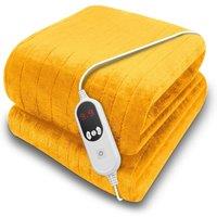 Purus Deluxe Electric Throw Heated Double Over Sofa Blanket Soft Fleece 160x120cm in Gold | Size: 160x120 cm