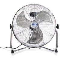 Futura Floor Fan 14 Inch Portable Chrome Fan Adjustable 3 Speed Floor Standing Cooling Fan in Silver