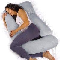 Aamira Light Grey Pregnancy Maternity Pillow, 140x70x20cm J Shaped Memory Foam | Size: 140 x 70 x 20 cm