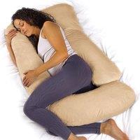 Aamira Cream Pregnancy Maternity Pillow, 140x70x20cm J Shape Memory Foam | Size: 140 x 70 x 20 cm