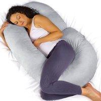 Aamira Light Grey Pregnancy Maternity Pillow, 140x65x20cm C Shape Memory Foam | Size: 140 x 65 x 20 cm