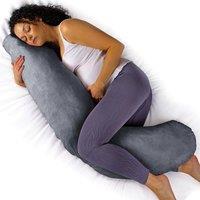 Aamira Dark Grey Pregnancy Maternity Pillow, 145x25x25cm L Shaped Memory Foam | Size: 145 x 25 x 25 cm