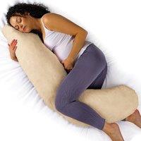 Aamira Cream Pregnancy Maternity Pillow, 145x25x25cm L Shaped Memory Foam | Size: 145 x 25 x 25 cm