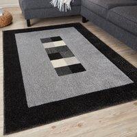 THE RUGS Efes Collection Modern Living Room Rug Bordered Grey Black 7439GB | Size: 60 cm x 110 cm