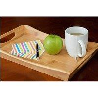 MANTRARAJ Bamboo Serving Tray With Handles Serving Platter Wooden Breakfast Tray in Brown | Size: 1 Pack