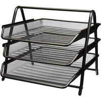 MANTRARAJ 3 Tier Letter Tray A4 Mesh Filing Trays Holder Desktop Document Paper File Storage Tray in Black