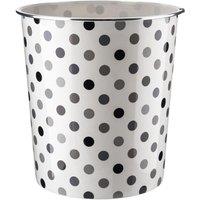 MANTRARAJ 7.7L Plastic Waste Paper Basket Bin Round Trash Can Lightweight Recycling Rubbish Bin (Black Dot) in White