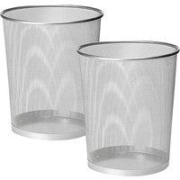 MANTRARAJ Silver Round Metal Mesh Waste Paper Bin Lightweight Trash Can Pack Of 1 | Size: 2 Pack