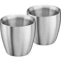 Cooks Professional Set of 2 Stainless Steel Espresso Coffee Cups Double Wall Insulated in Silver