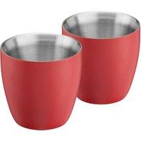 Cooks Professional Set of 2 Stainless Steel Espresso Coffee Cups Double Wall Insulated in Red