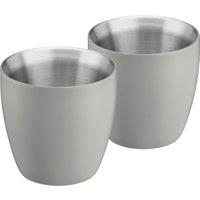 Cooks Professional Set of 2 Stainless Steel Espresso Coffee Cups Double Wall Insulated in Grey