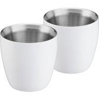 Cooks Professional Set of 2 Stainless Steel Espresso Coffee Cups Double Wall Insulated in White