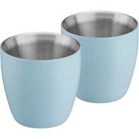Cooks Professional Set of 2 Stainless Steel Espresso Coffee Cups Double Wall Insulated in Blue