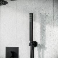 Nes Home Matte Black Modern Round Hand Held Shower Head with Brass Bracket Holder