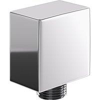 Nes Home Bathroom Square Shower Hose Wall Outlet Elbow Modern Chrome Connector 1/2" BSP in Metallic Silver