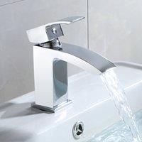 Nes Home Contemporary Basin Sink Chrome Mono Mixer Tap + Waste in Silver