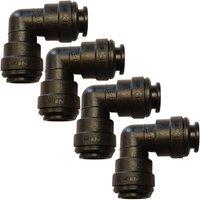 John Guest 12mm Equal Elbow Push Fit Pipe Water Fitting Connector Pack of 4 in Black