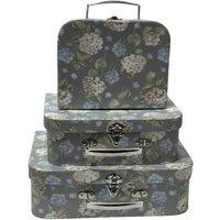 Trendi Grey Flower Decorative Storage Boxes - Set of 3