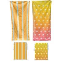 LARANGE Beach Towel Bag Microfiber Suede Double-Sided 180 X 90 in Yellow