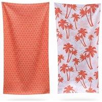 LARANGE Beach Towel Bag Microfiber Waffle Double-Sided 160 X 80 in Coral