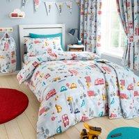 Happy Linen Company Road Trip Transport Cars Duvet Cover Quilt Bedding Set in Blue | Size: Toddler