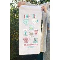 Afewhometruths Personalised Eight Tea 80th birthday gift tea towel in White | Size: 600mm