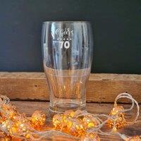 Afewhometruths 70th birthday gift engraved pint glass in Clear | Size: 500ml