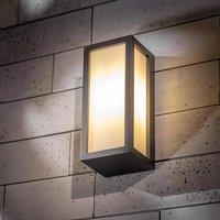CGC Lighting 'Kinsley' Black E27 Outdoor Wall Light Box Lantern Opal Diffuser IP54