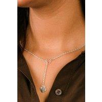The Colourful Aura Two Heart Charm Cross Solid Heart Drop Interlock Y Shape Lariat Necklace in Silver