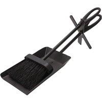 Valiant Fireside Ash Brush & Coal Shovel Set | Hearth Tidy Companion Set | Includes Stand in Black