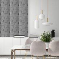 Novecrafto 3D Blocks Design Wall Panels Interior Cladding Panels 50cm x 50cm (6 Sheets) in Silver | Size: 50 cm x 50 cm