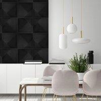 Novecrafto 3D Chevron Line Design Wall Panels Interior Cladding Panels 50cm x 50cm (6 Sheets) in Black | Size: 50 cm x 50 cm