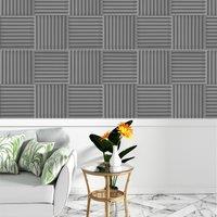 Novecrafto 3D Fluted Line Design Wall Panels Interior Cladding Panels 50cm x 50cm (6 Sheets) in Grey | Size: 50 cm x 50 cm