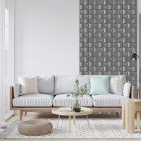 Novecrafto 3D Square Grid Lattice Design Wall Panels Interior Cladding Panels 50cm x 50cm (6 Sheets) in Grey | Size: 50 cm x 50 cm