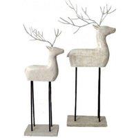 Garden Greatness Set Of 2 Distressed Contemporary Reindeers in White | Size: 1 Pack