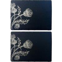 Selbrae House 2 Slate Place Mats - Thistle Trio in Dark Grey | Size: 2 Pack