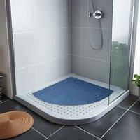Nicoman Reversible Dual-Colour PVC Anti Slip Corner Shower Mat Bath Mat - Quadrant 60x60cm in Blue | Size: 60x60 cm